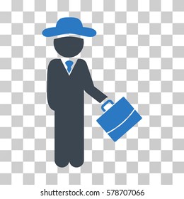 Gentleman Manager icon. Vector illustration style is flat iconic bicolor symbol, smooth blue colors, transparent background. Designed for web and software interfaces.