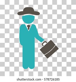 Gentleman Manager icon. Vector illustration style is flat iconic bicolor symbol, grey and cyan colors, transparent background. Designed for web and software interfaces.