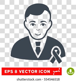 Gentleman With Mourning Ribbon EPS vector icon. Illustration style is flat iconic smooth blue symbol on chess transparent background.