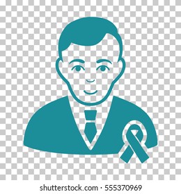 Gentleman With Mourning Ribbon vector icon. Illustration style is flat iconic soft blue symbol on a chess transparent background.
