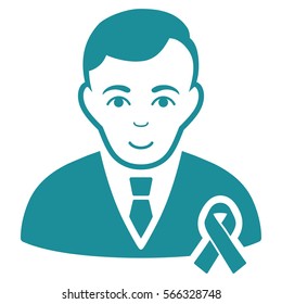 Gentleman With Mourning Ribbon vector icon. Flat soft blue symbol. Pictogram is isolated on a white background. Designed for web and software interfaces.