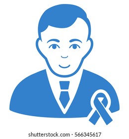 Gentleman With Mourning Ribbon vector icon. Flat cobalt symbol. Pictogram is isolated on a white background. Designed for web and software interfaces.