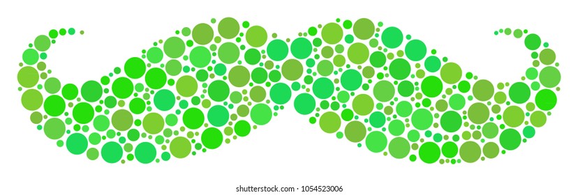 Gentleman Moustache composition of dots in variable sizes and ecological green color hues. Vector dots are composed into gentleman moustache illustration. Freshness design concept.