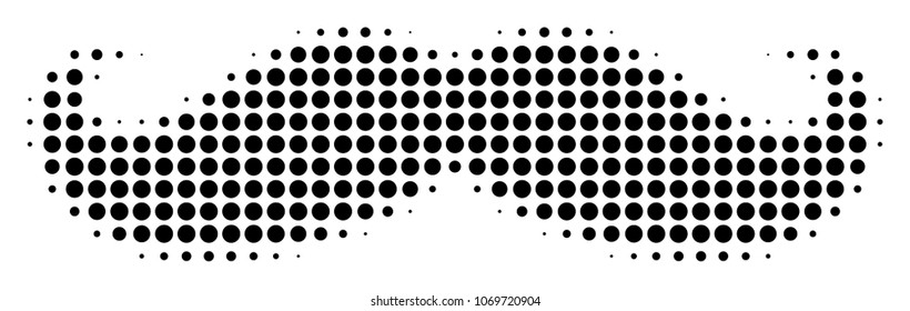 Gentleman Moustache halftone vector icon. Illustration style is dotted iconic Gentleman Moustache icon symbol on a white background. Halftone texture is round spots.
