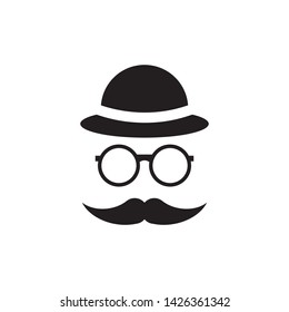 gentleman with moustache hat and glasses icon vector illustration