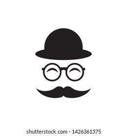 Gentleman Moustache Hat Glasses Icon Vector Stock Vector (Royalty Free ...