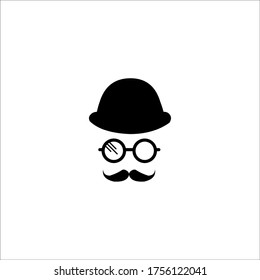 gentleman with moustache hat and glasses icon vector illustration