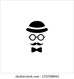 gentleman with moustache hat and glasses vector icon illustration