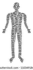 Gentleman moustache human figure. Vector gentleman moustache icons are grouped into male composition.