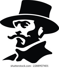 Gentleman with Moustache Silhouette Logo