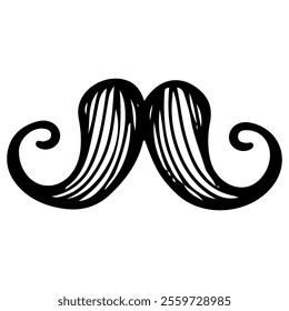 Gentleman mustache hand drawn doodle. Styled male facial hair. Barbershop. Twisted locks. Vector line art illustration.