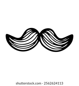 Gentleman mustache hand drawn doodle. Styled male facial hair. Barbershop. Twisted locks. Vector line art illustration.