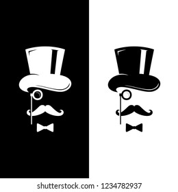 Gentleman Mustache Hat Glasses Icon Logo