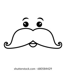 gentleman mustache kawaii character