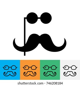 Gentleman with mustache and opera glasses simple vector icon