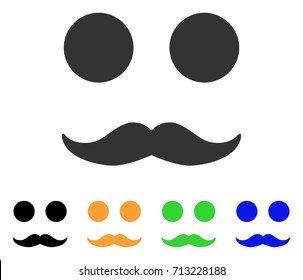 Gentleman Mustaches Smile icon. Vector illustration style is a flat iconic gentleman mustaches smile symbol with black, gray, green, blue, yellow color variants.