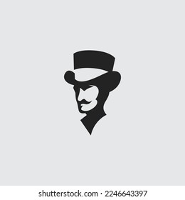 Gentleman negative space logo mono color design