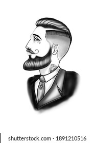 gentleman with no background color Vector outline 