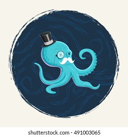 A gentleman octopus character illustration