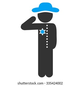 Gentleman Officer vector icon. Style is bicolor flat symbol, blue and gray colors, rounded angles, white background.