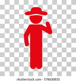 Gentleman Opinion icon. Vector illustration style is flat iconic symbol, red color, transparent background. Designed for web and software interfaces.