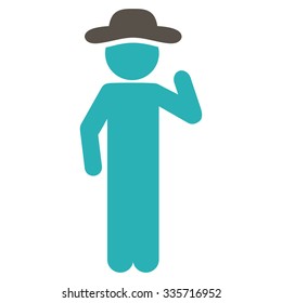 Gentleman Opinion vector icon. Style is bicolor flat symbol, grey and cyan colors, rounded angles, white background.