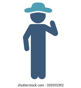 Gentleman Opinion vector icon. Style is bicolor flat symbol, cyan and blue colors, rounded angles, white background.