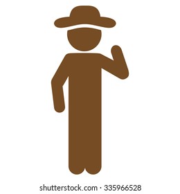 Gentleman Opinion vector icon. Style is flat symbol, brown color, rounded angles, white background.