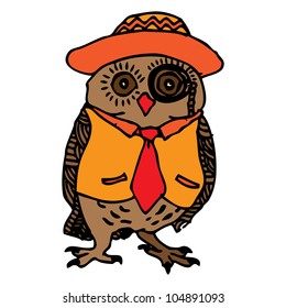 gentleman owl with hat and monocle