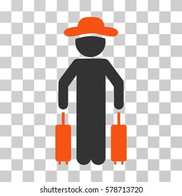 Gentleman Passenger icon. Vector illustration style is flat iconic bicolor symbol, orange and gray colors, transparent background. Designed for web and software interfaces.