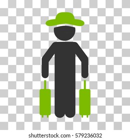 Gentleman Passenger icon. Vector illustration style is flat iconic bicolor symbol, eco green and gray colors, transparent background. Designed for web and software interfaces.