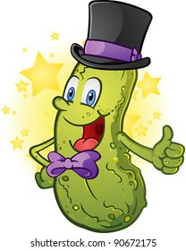 Gentleman Pickle In A Top Hat And Bow Tie Cartoon Character