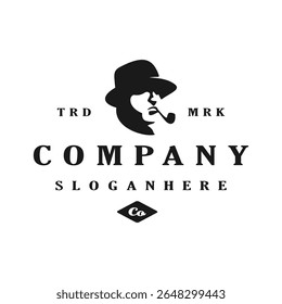 gentleman pipe logo vector stock template illustration