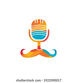 Gentleman podcast logo design template. Mustache podcast icon.