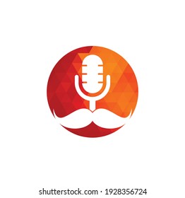 Gentleman podcast logo design template. Mustache podcast icon.