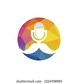Gentleman podcast logo design template. Mustache podcast icon.	
