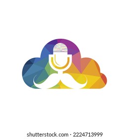 Gentleman podcast logo design template. Mustache podcast icon.	