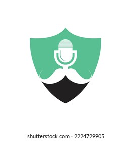 Gentleman podcast logo design template. Mustache podcast icon.	
