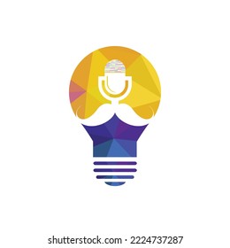 Gentleman podcast logo design template. Mustache podcast icon.	