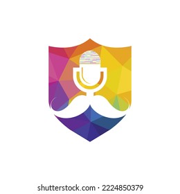 Gentleman podcast logo design template. Mustache podcast icon.	
