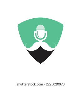 Gentleman podcast logo design template. Mustache podcast icon.	
