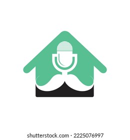 Gentleman podcast logo design template. Mustache podcast icon.	