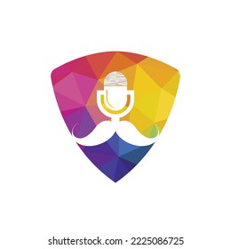Gentleman podcast logo design template. Mustache podcast icon.	
