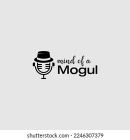 Gentleman podcast microphone with hat and mustache