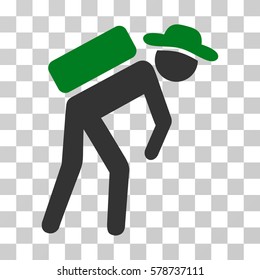 Gentleman Porter icon. Vector illustration style is flat iconic bicolor symbol, green and gray colors, transparent background. Designed for web and software interfaces.