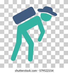 Gentleman Porter icon. Vector illustration style is flat iconic bicolor symbol, cobalt and cyan colors, transparent background. Designed for web and software interfaces.
