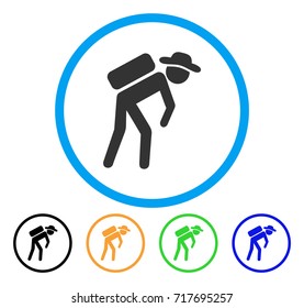 Gentleman Porter icon. Vector illustration style is a flat iconic gentleman porter gray rounded symbol inside light blue circle with black, green, blue, yellow color variants.