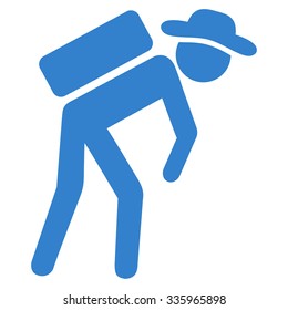 Gentleman Porter vector icon. Style is flat symbol, cobalt color, rounded angles, white background.