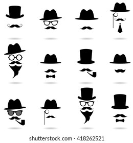 Gentleman portrait icon set