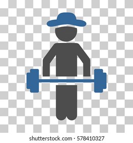Gentleman Power Lifting icon. Vector illustration style is flat iconic bicolor symbol, cobalt and gray colors, transparent background. Designed for web and software interfaces.